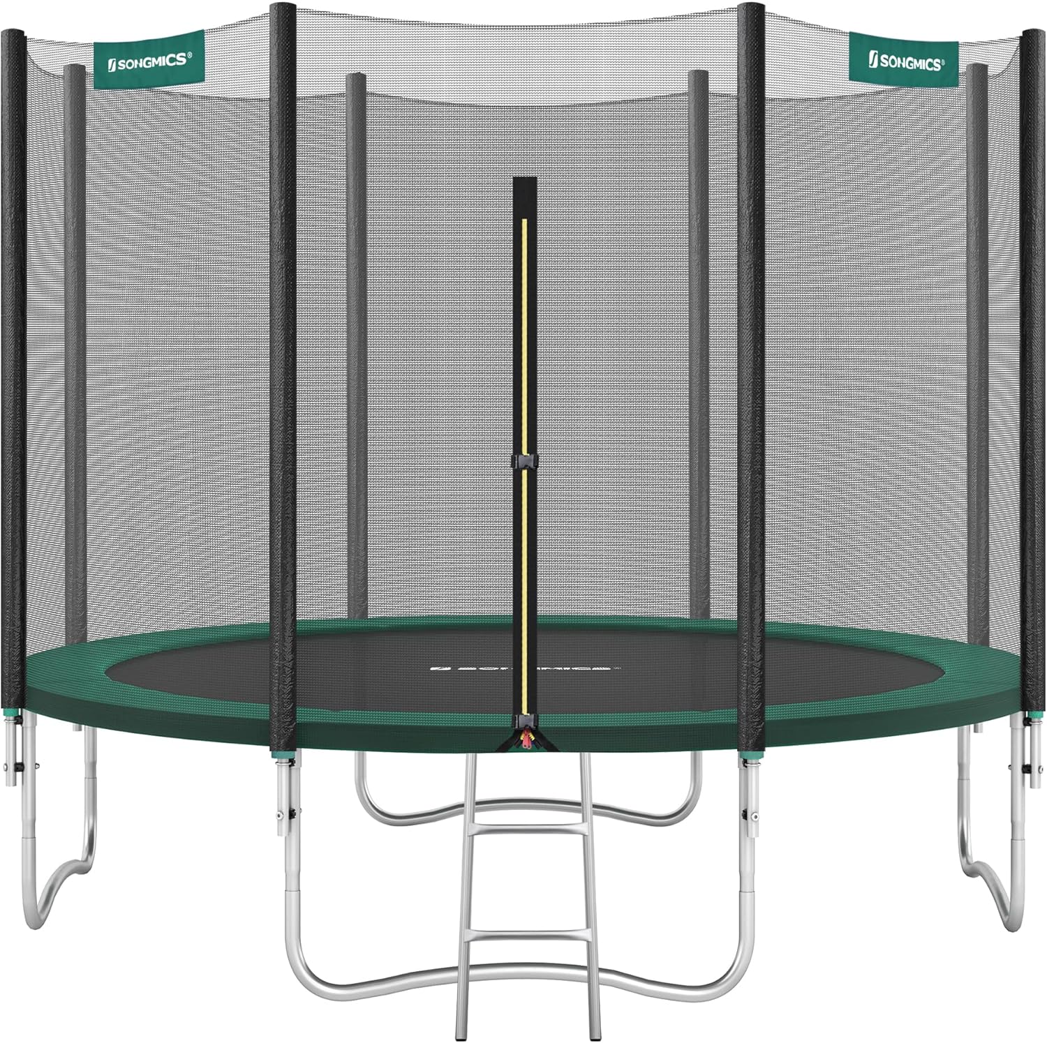 SONGMICS Trampolin Outdoor Ø 244cm, rundes Gartentrampolin mit Randabdeckung, mit Sicherheitsnetz, mit Leiter und gepolsterten Stangen