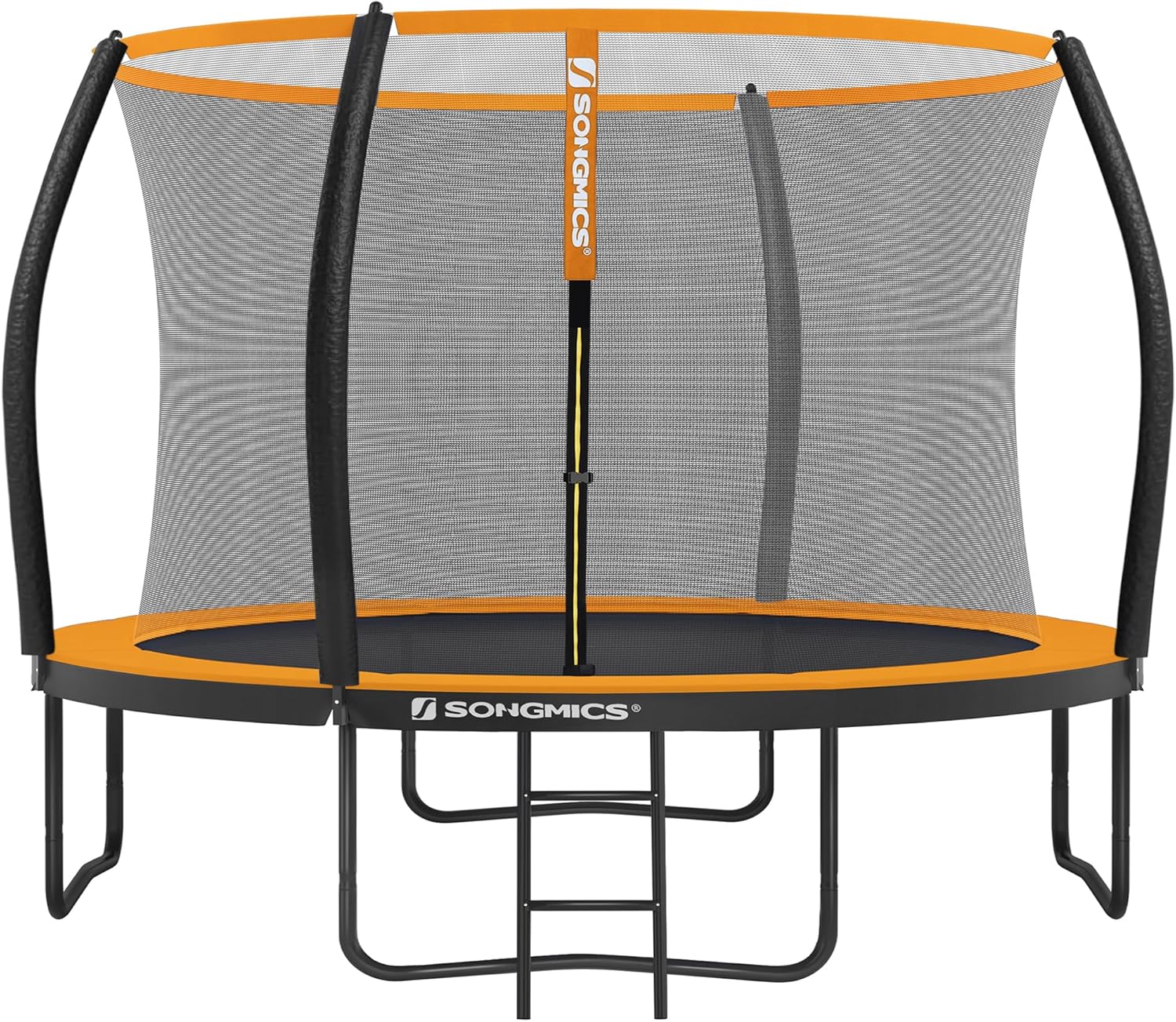 SONGMICS Trampolin Outdoor Ø 366 cm, rundes Gartentrampolin für Kinder mit Sicherheitsnetz, Randabdeckung, Leiter und gepolsterten Stangen