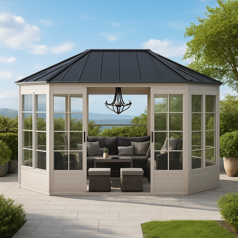 Sunjoy 12’ x 16’ Cape Blue Hardtop Screenhouse