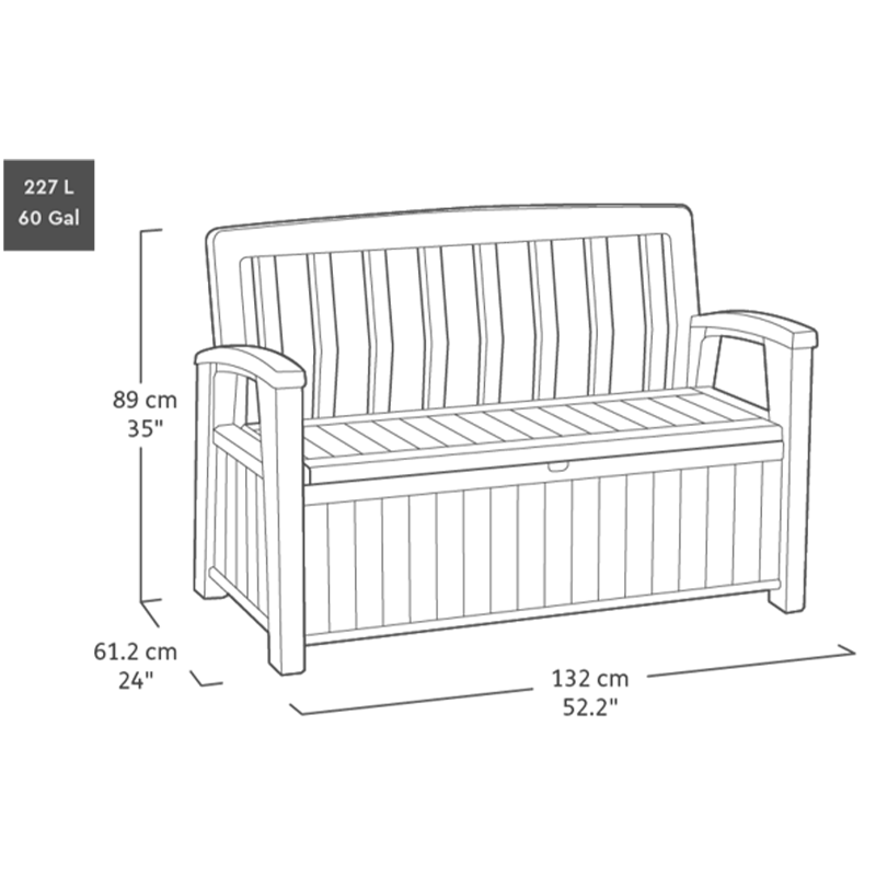 Patio 60 Gallon Outdoor Storage Bench - Brown