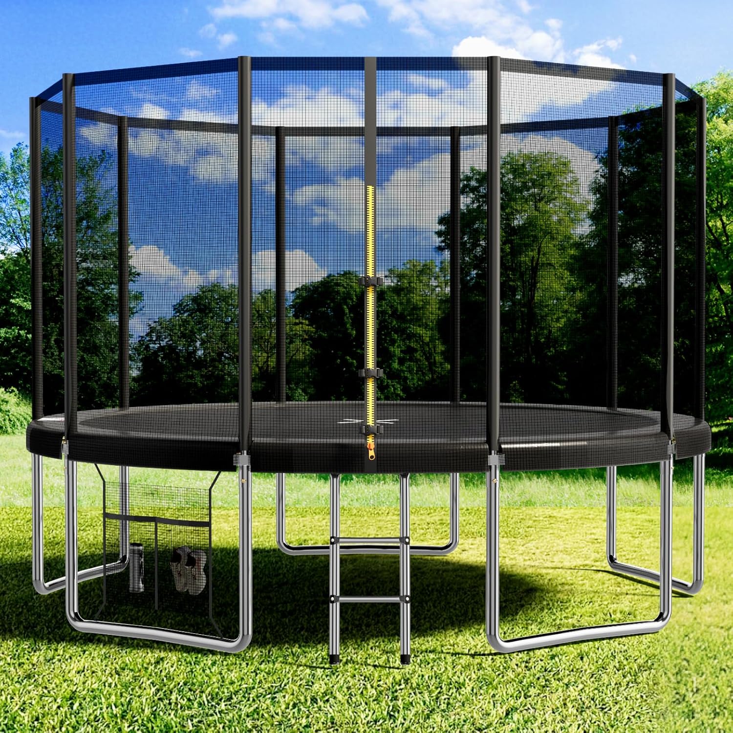 Devoko Trampolin Outdoor Ø 366 cm Indoor Trampolin Kinder Gartentrampoline, Komplettset mit Schuhnetz, Leiter, Randabdeckung, Sicherheitsnetz, Belastbarkeit 150 kg