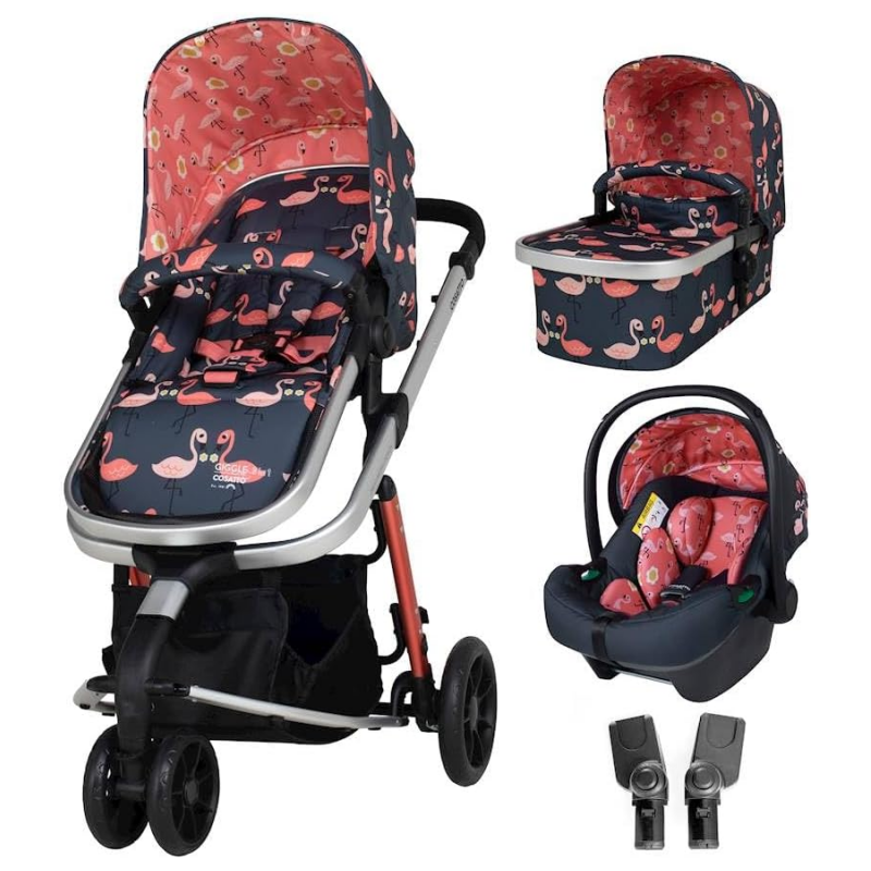 COSATTO GIGGLE 3 in 1 - A 3 in 1 Stroller with the trio - Cane Stroller, a Pram with a carrycot and an iSize baby car seat included, Lying Function and Accessories and Adapters