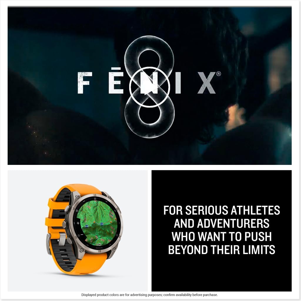 Garmin fēnix® 8 – 51 mm, AMOLED, Sapphire, Premium Multisport GPS Smartwatch, Long-Lasting Battery Life, Dive-Rated, Built-in LED Flashlight, Titanium with Spark Orange/Graphite Band