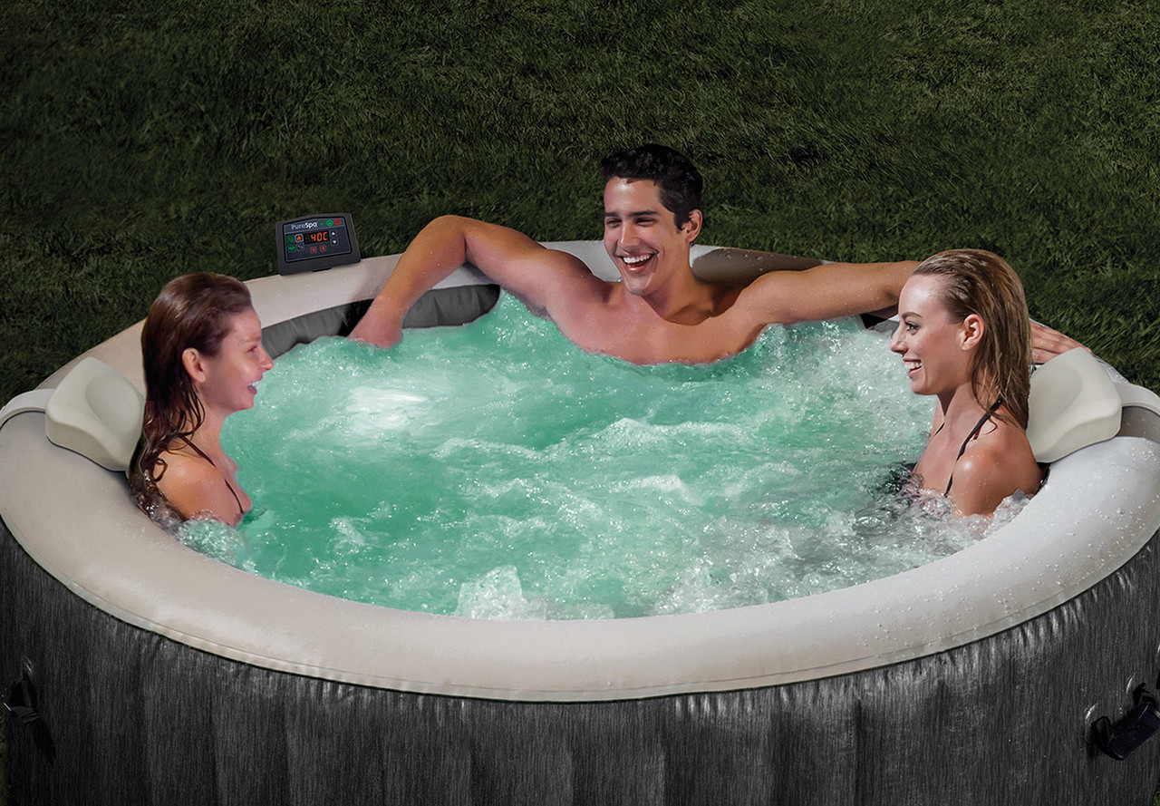 PureSpa™ Greywood Deluxe Inflatable Hot Tub Set - 6 Person