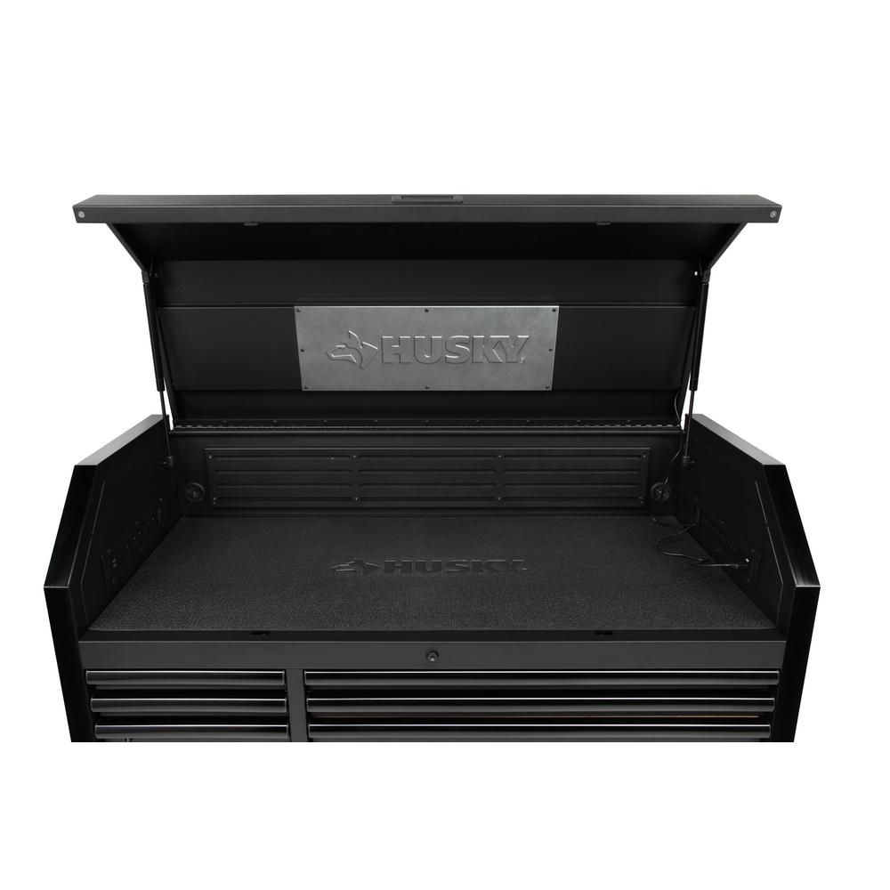 Industrial 52 In. W X 21.5 In. D 15-Drawer Tool Chest And Rolling Cabinet Combo With LED Light In Matte Black