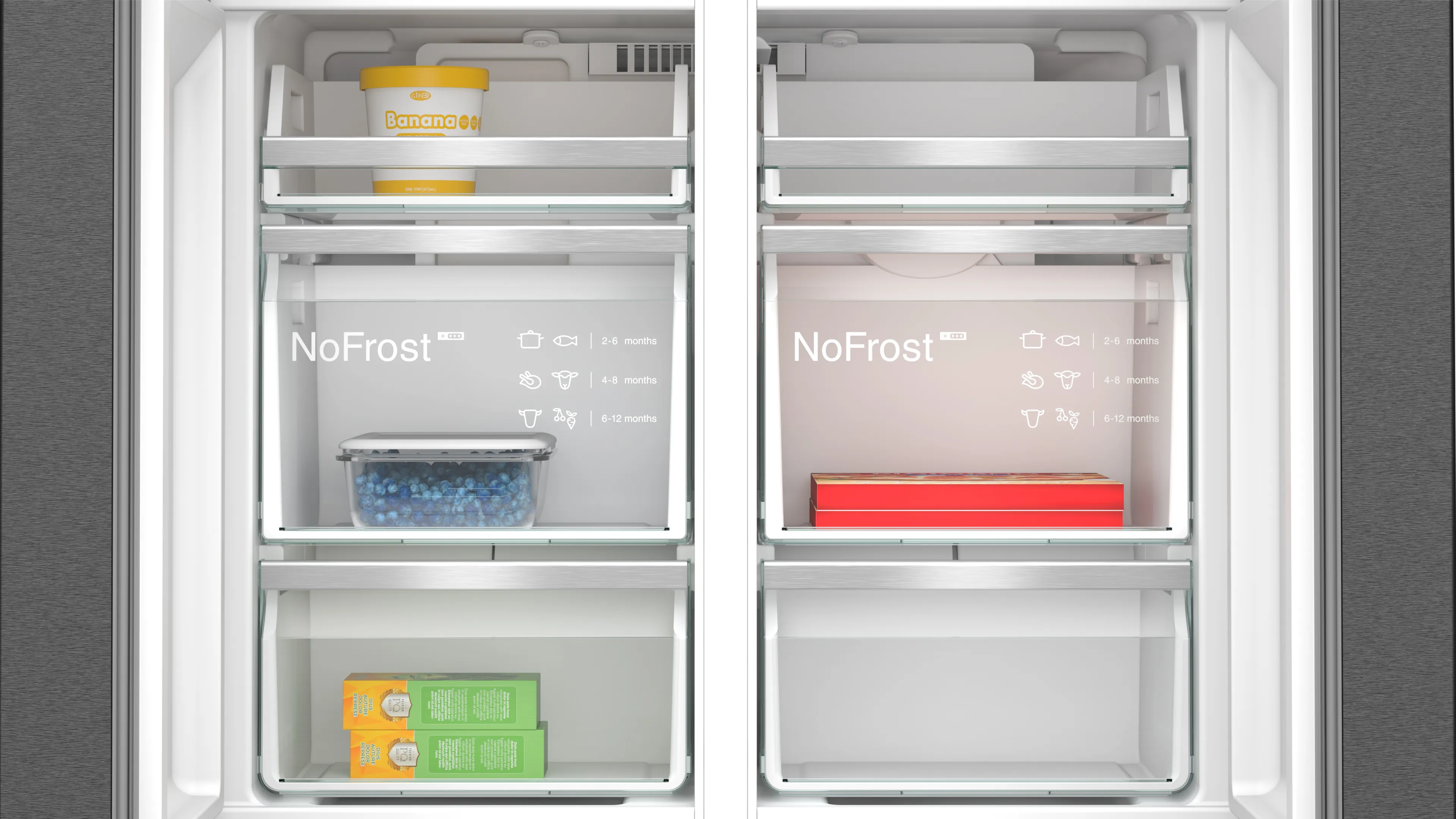 SIEMENS KF96DPXEA iQ700 French door bottom freezer, multi door 183 x 90.5 cm Brushed black steel antiFingerprint, Total noFrost