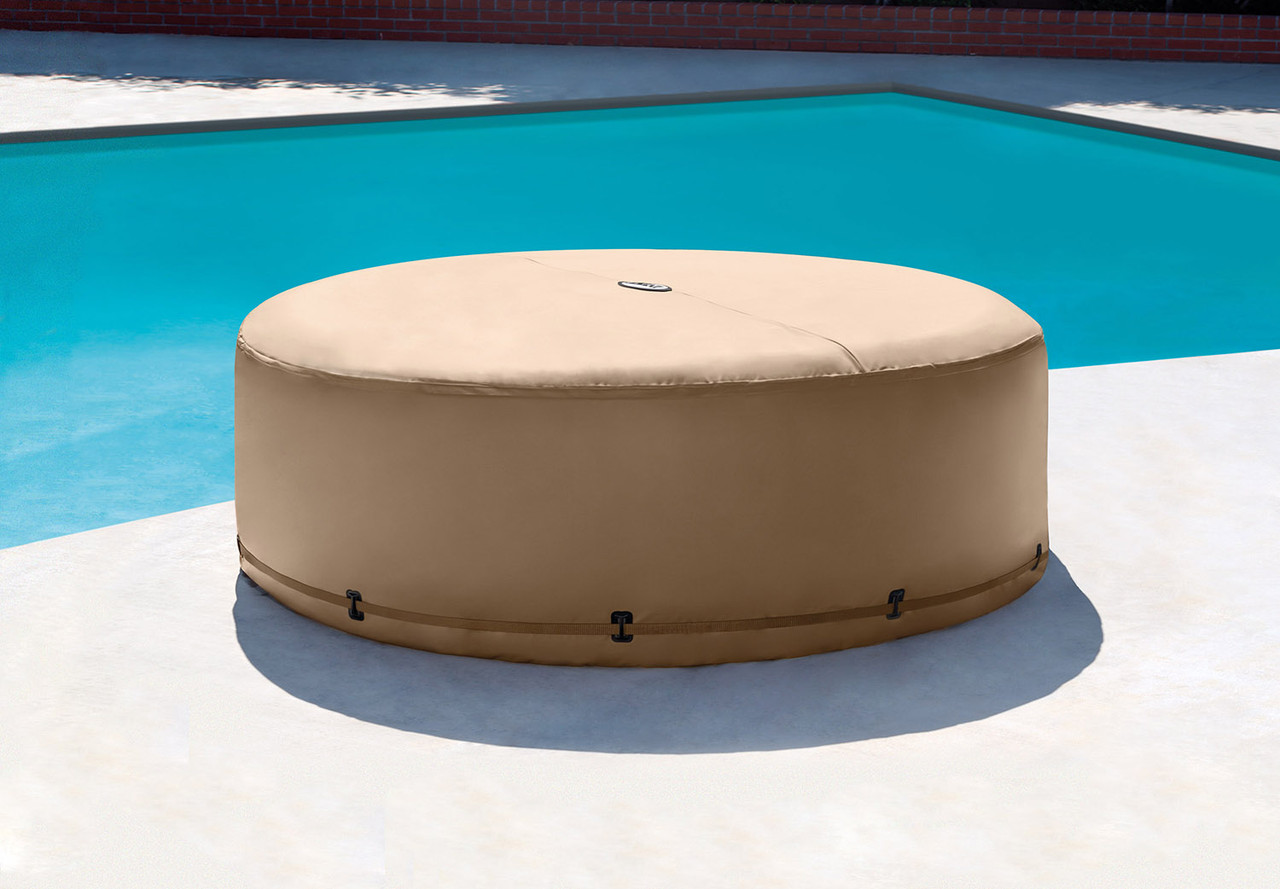 PureSpa™ Bubble Massage Inflatable Hot Tub w/ Energy Efficient Cover - 4 Person