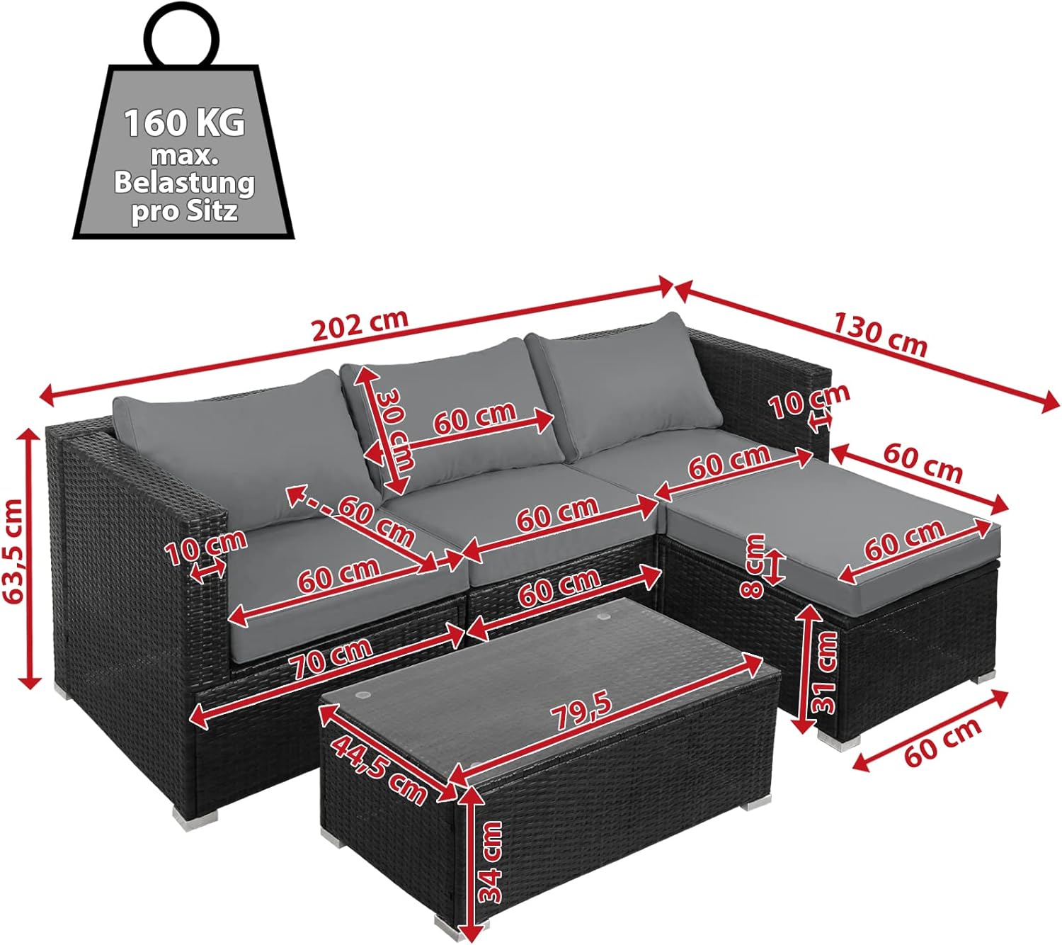 Montafox 12-piece polyrattan lounge garden furniture