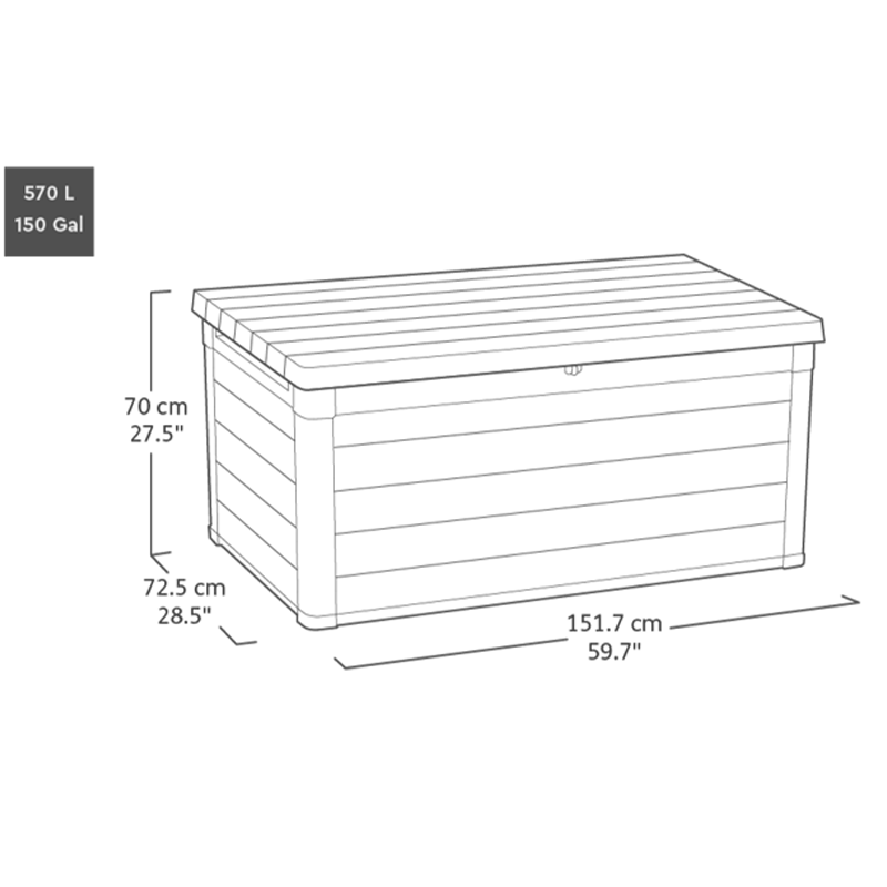 Premier 150 Gallon Deck Box - Grey