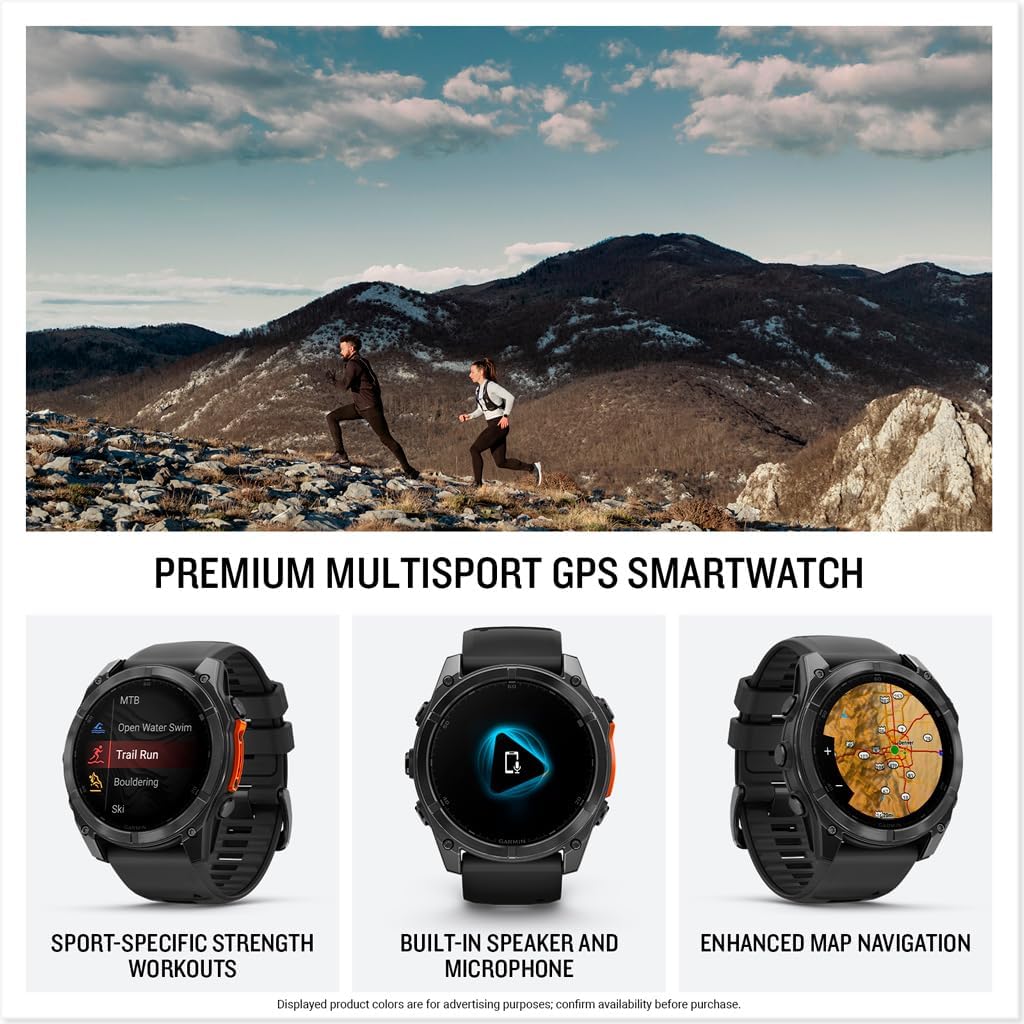 Garmin fēnix® 8 – 51 mm, AMOLED, Sapphire, Premium Multisport GPS Smartwatch, Long-Lasting Battery Life, Dive-Rated, Built-in LED Flashlight, Titanium with Spark Orange/Graphite Band
