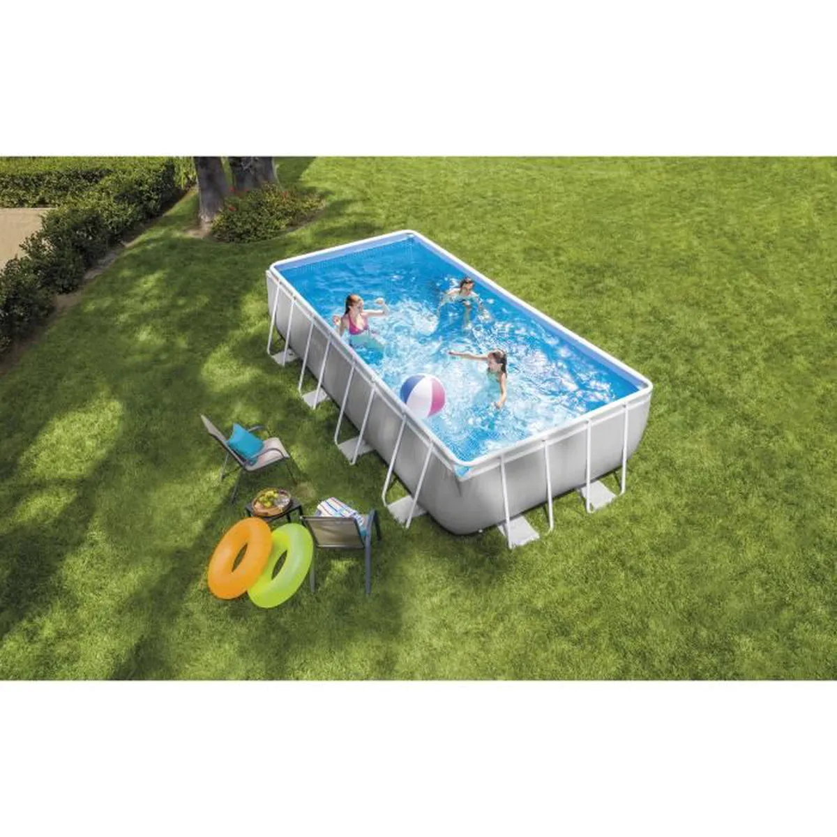 Kit piscine prism frame rect tubulaire (l)4,88 x (l)2,44 x (h)1,07m et chauffage solaire