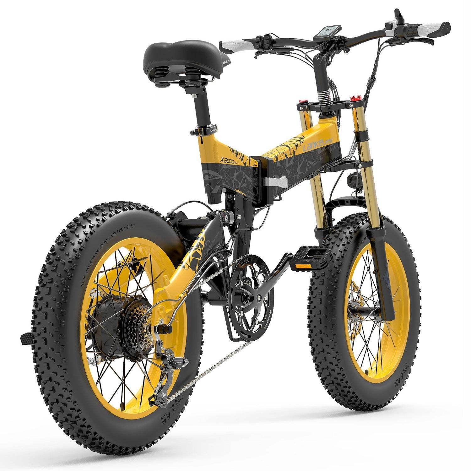 Lankeleisi X3000 Plus 1000W 20 Fatbike Dual Crown Fork Faltbares E-Mountainbike 17.5Ah