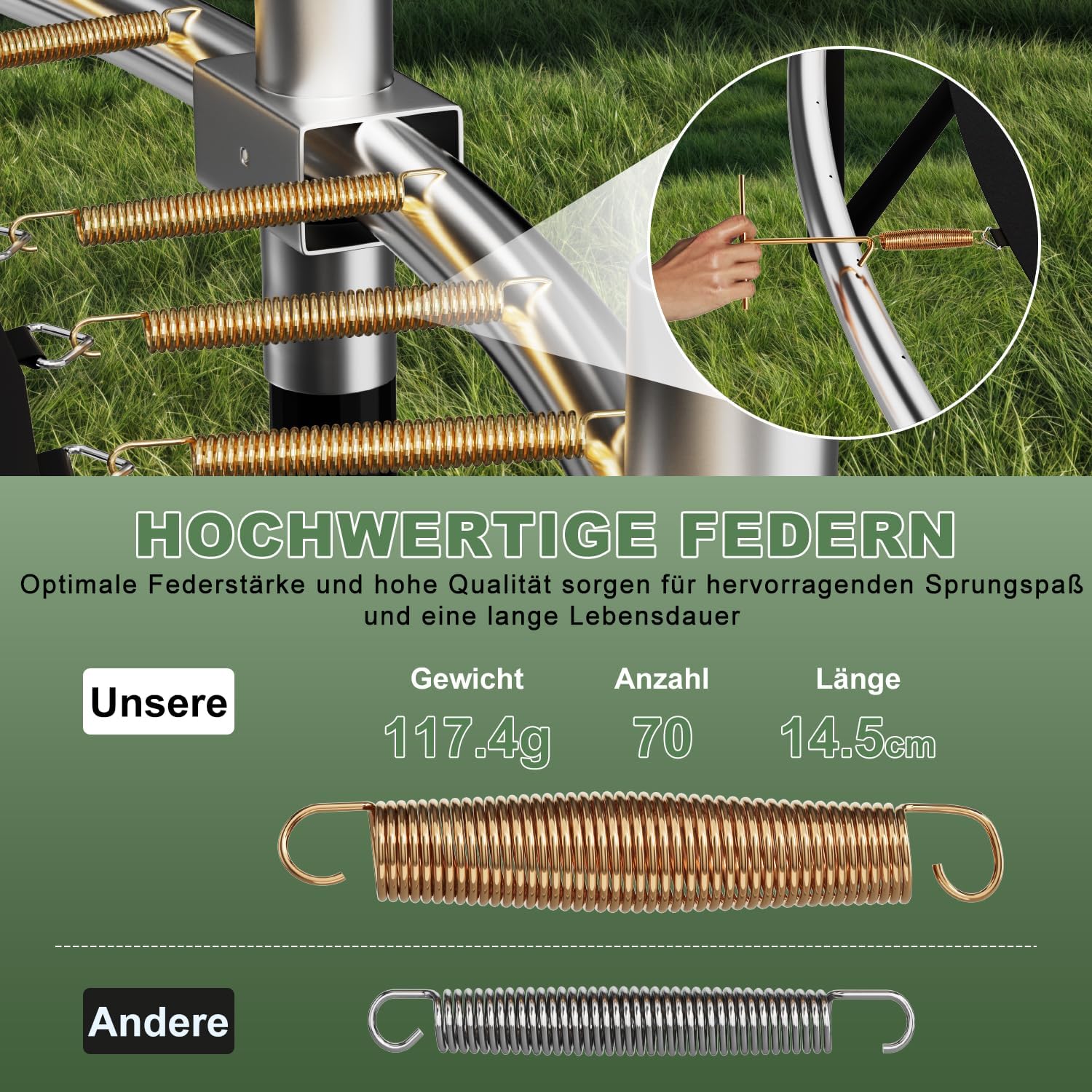 Flamaker Trampolin Outdoor Kinder, Gartentrampolin Ø 366/427cm mit Netz, Bodenanker, Stabile Rahmenkonstruktion, Wetterfest und rostfrei, Outdoor Trampolin für Kinder & Erwachsene Belastbarkeit 160kg