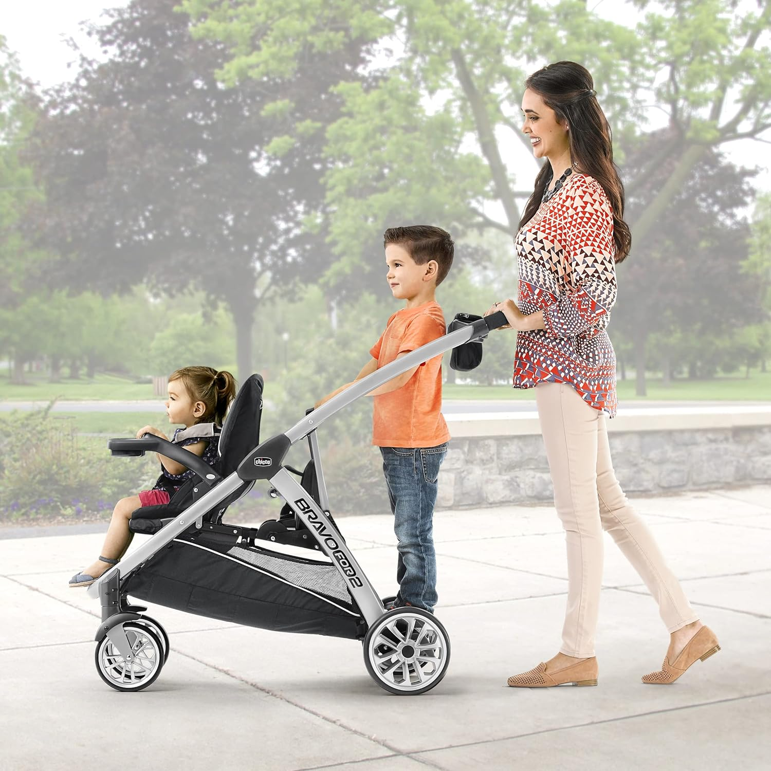 Chicco Bravo For2 Standing/Sitting Double Stroller, Iron