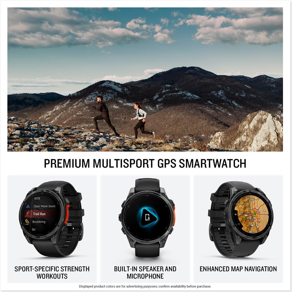 Garmin fēnix® 8 – 51 mm, AMOLED, Sapphire, Premium Multisport GPS Smartwatch, Long-Lasting Battery Life, Dive-Rated, Built-in LED Flashlight, Titanium with Spark Orange/Graphite Band