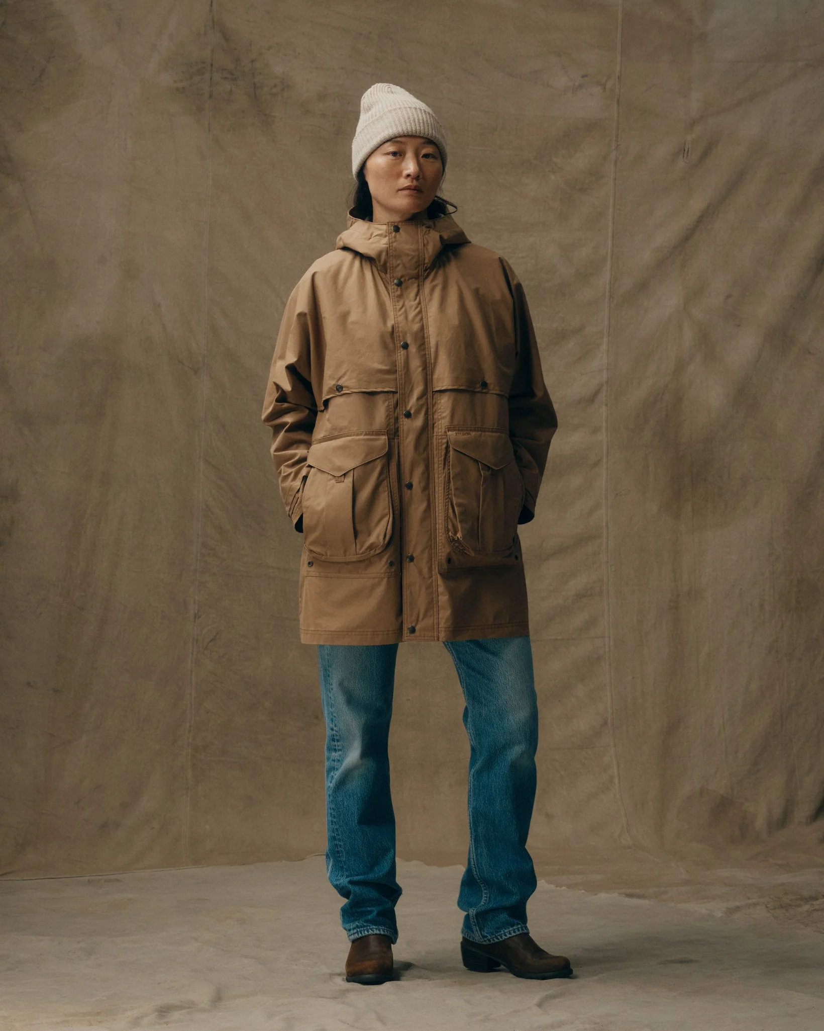 Women's Aviator Cloth Long Raincoat - FILSON OUTLET