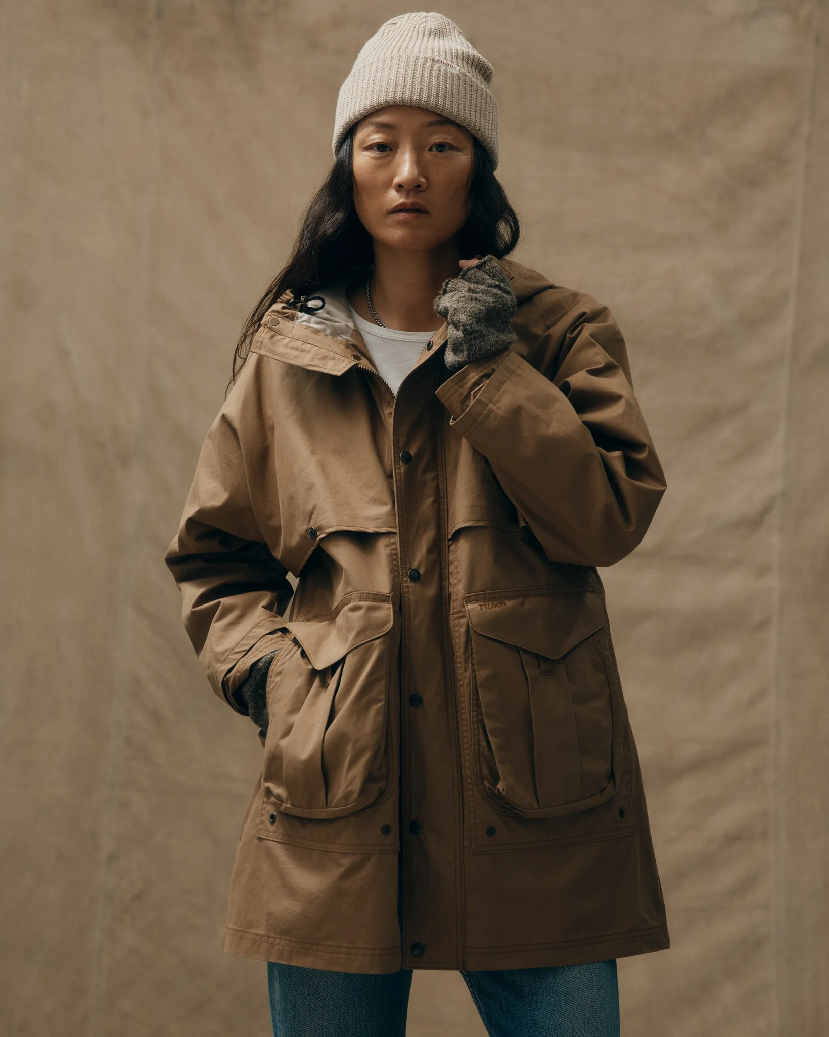 Women's Aviator Cloth Long Raincoat - FILSON OUTLET