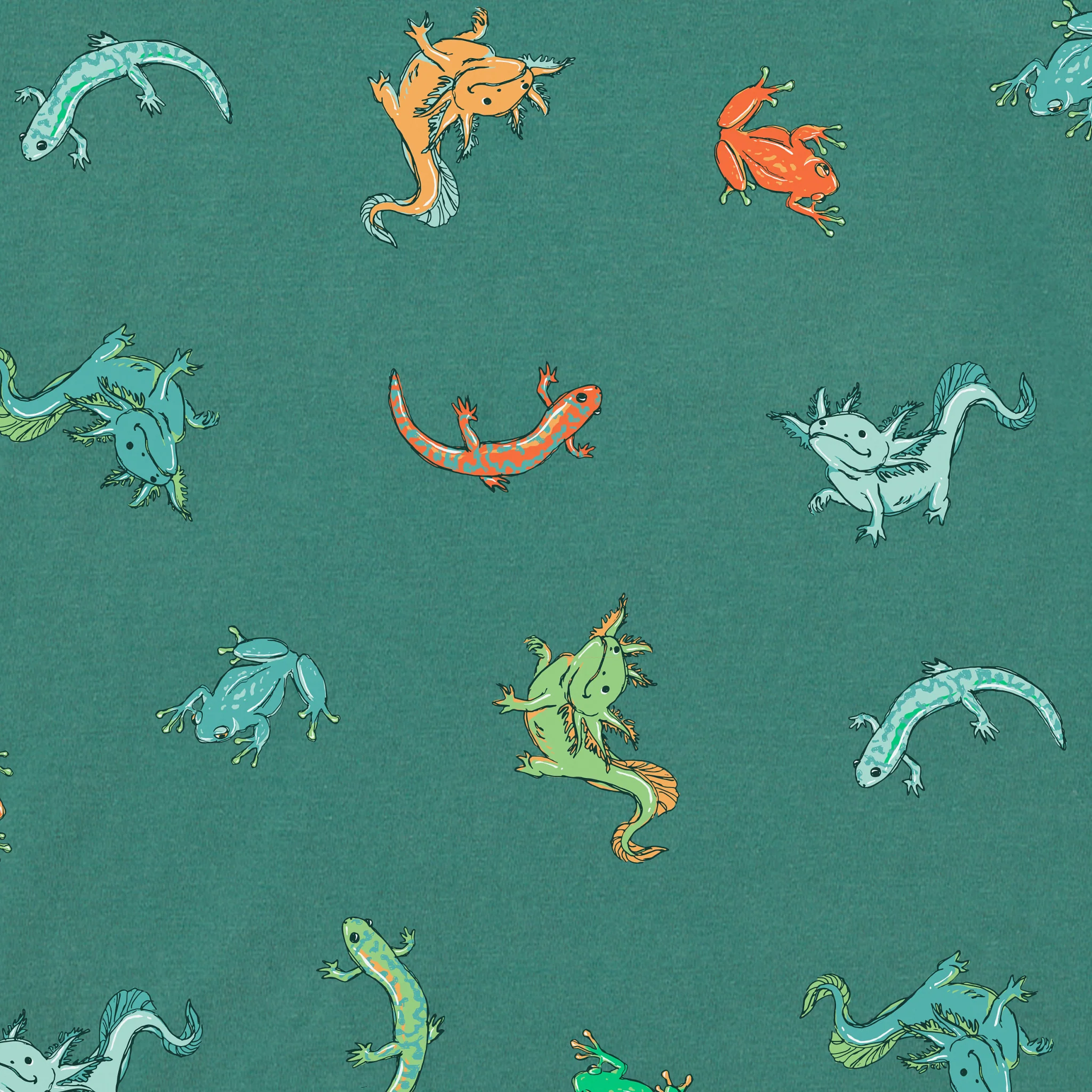 Kids Axolotl and Amphibians Pattern Short Sleeve Crusher Tee