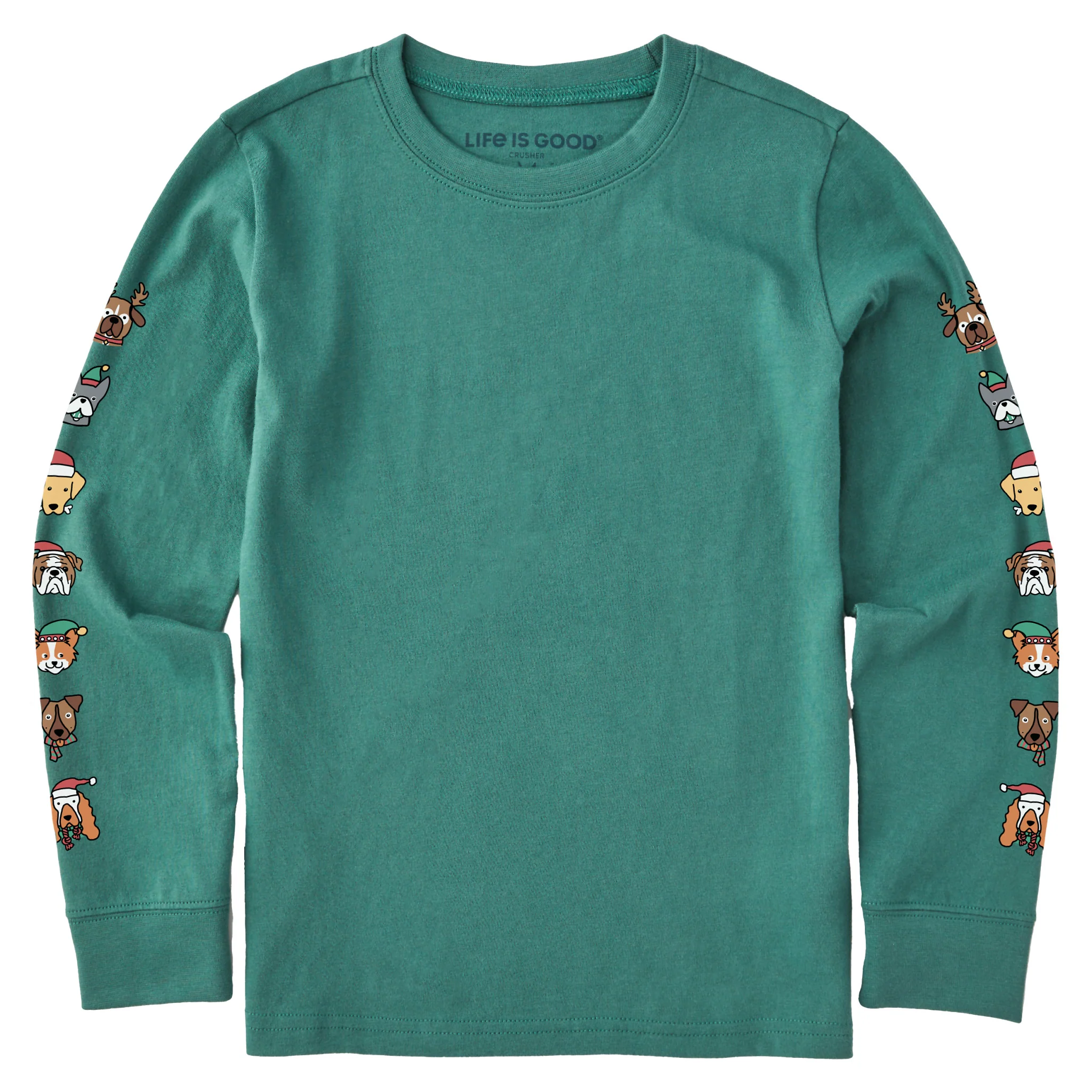 Kids Holiday Pups Long Sleeve Crusher Tee
