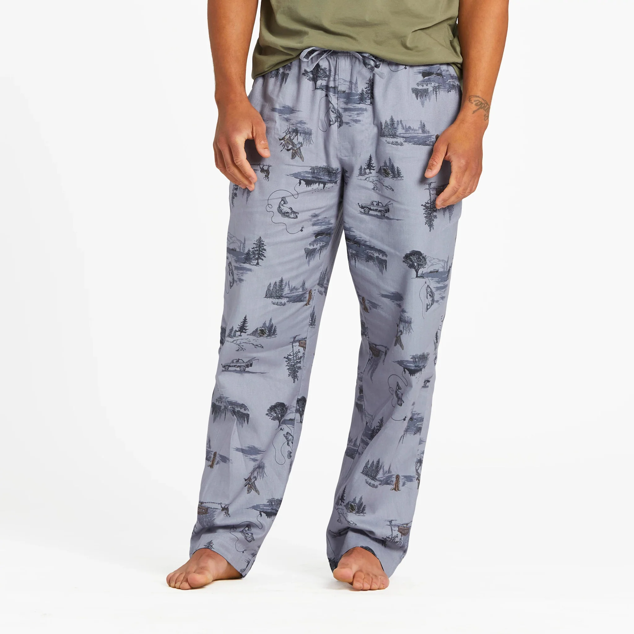 Men's Outdoor Fishing Landscape Pattern Classic Sleep Pant