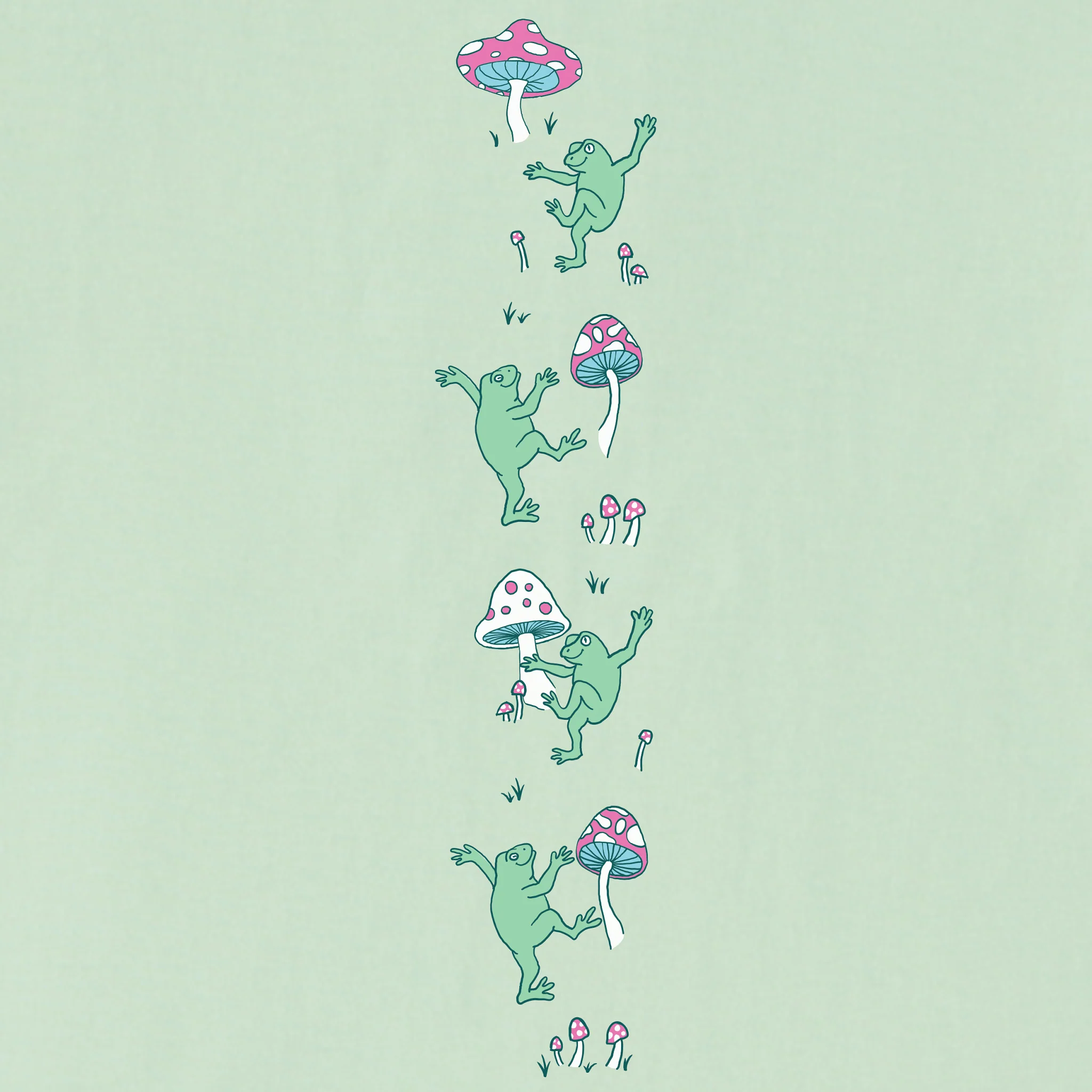 Kids Dancing Frogs and Mushrooms Long Sleeve Crusher Tee