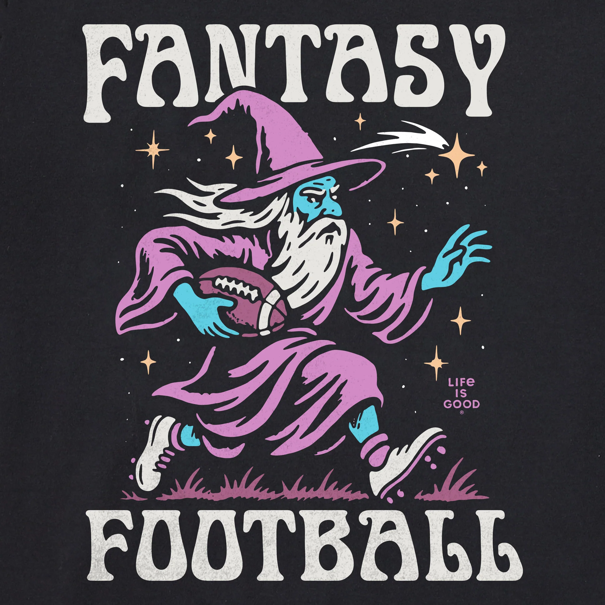 Women's Fantasy Football Rushing Wizard Short Sleeve Crusher Boxy Tee