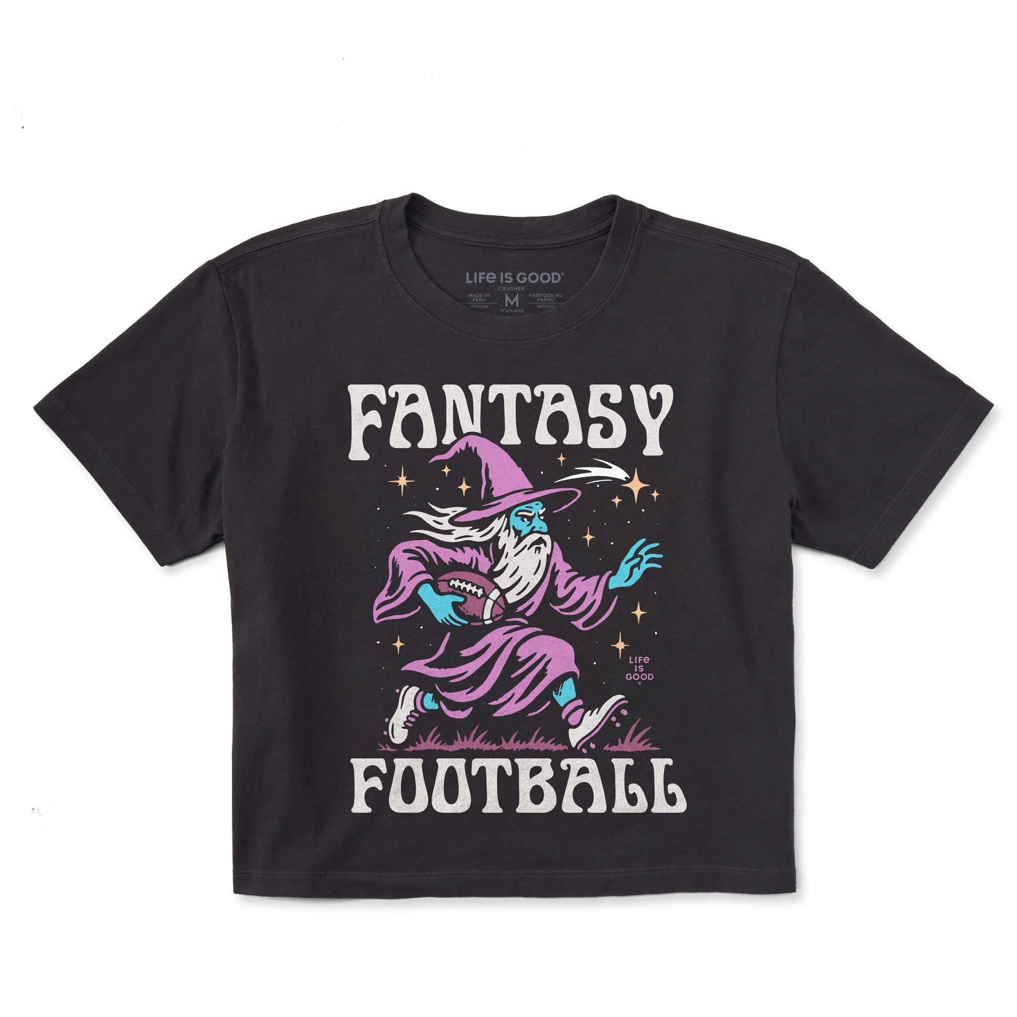 Women's Fantasy Football Rushing Wizard Short Sleeve Crusher Boxy Tee