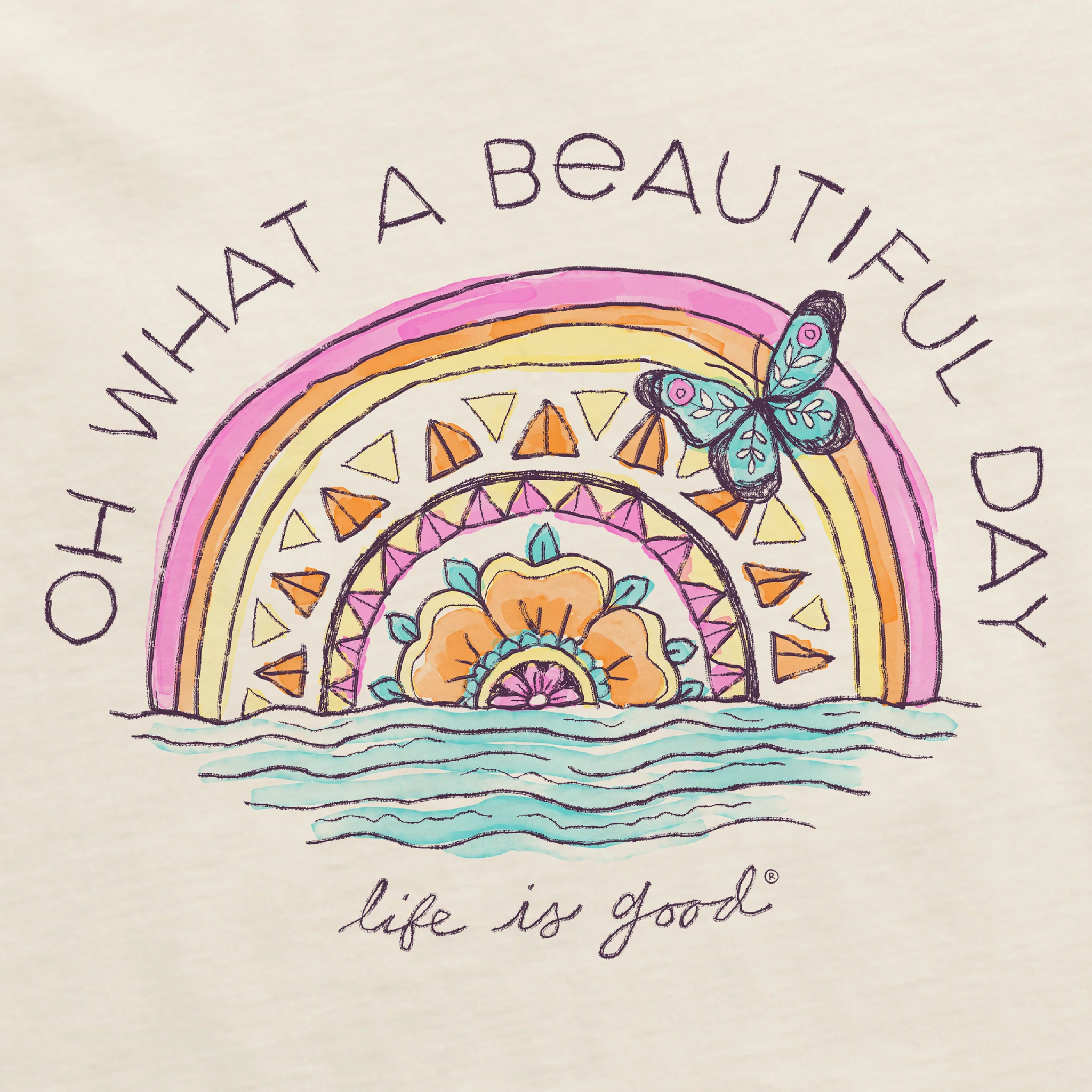 Men's Beautiful Day Butterfly Rainbow Short Sleeve Crusher Tee