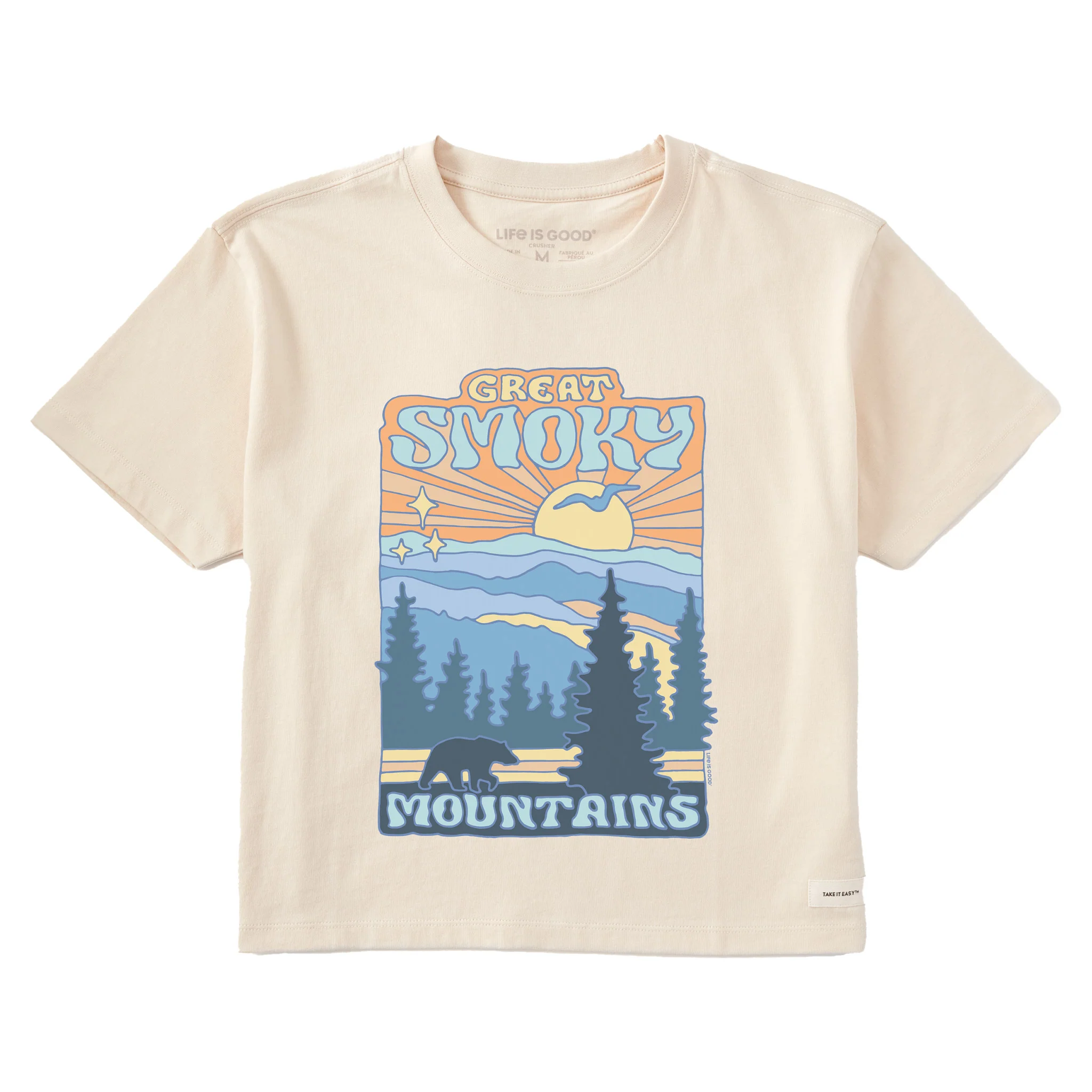 Women's Great Smoky Mountains Poster Short Sleeve Crusher Boxy Tee