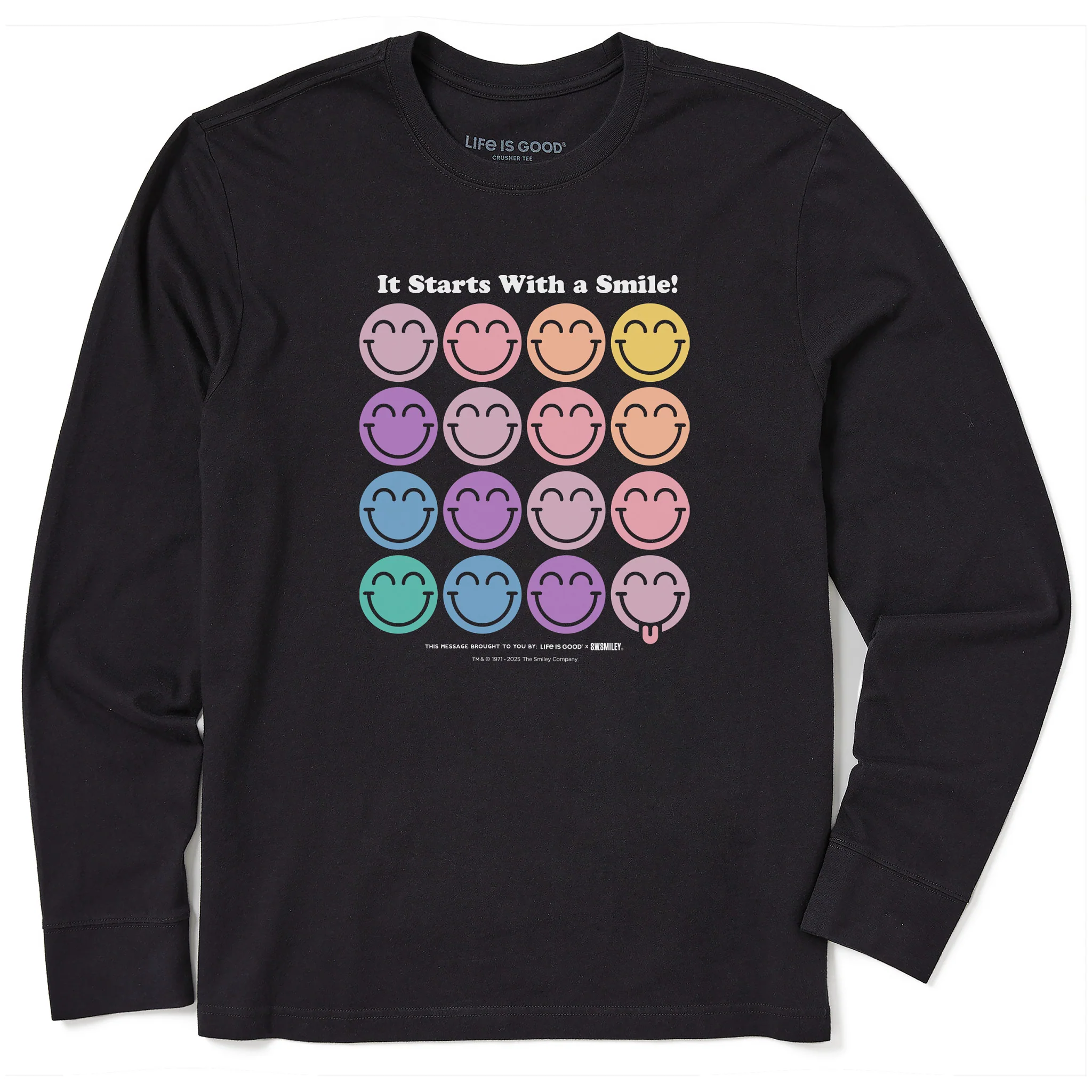 Men's LIG x S.W.Smiley Grid Long Sleeve Crusher Tee