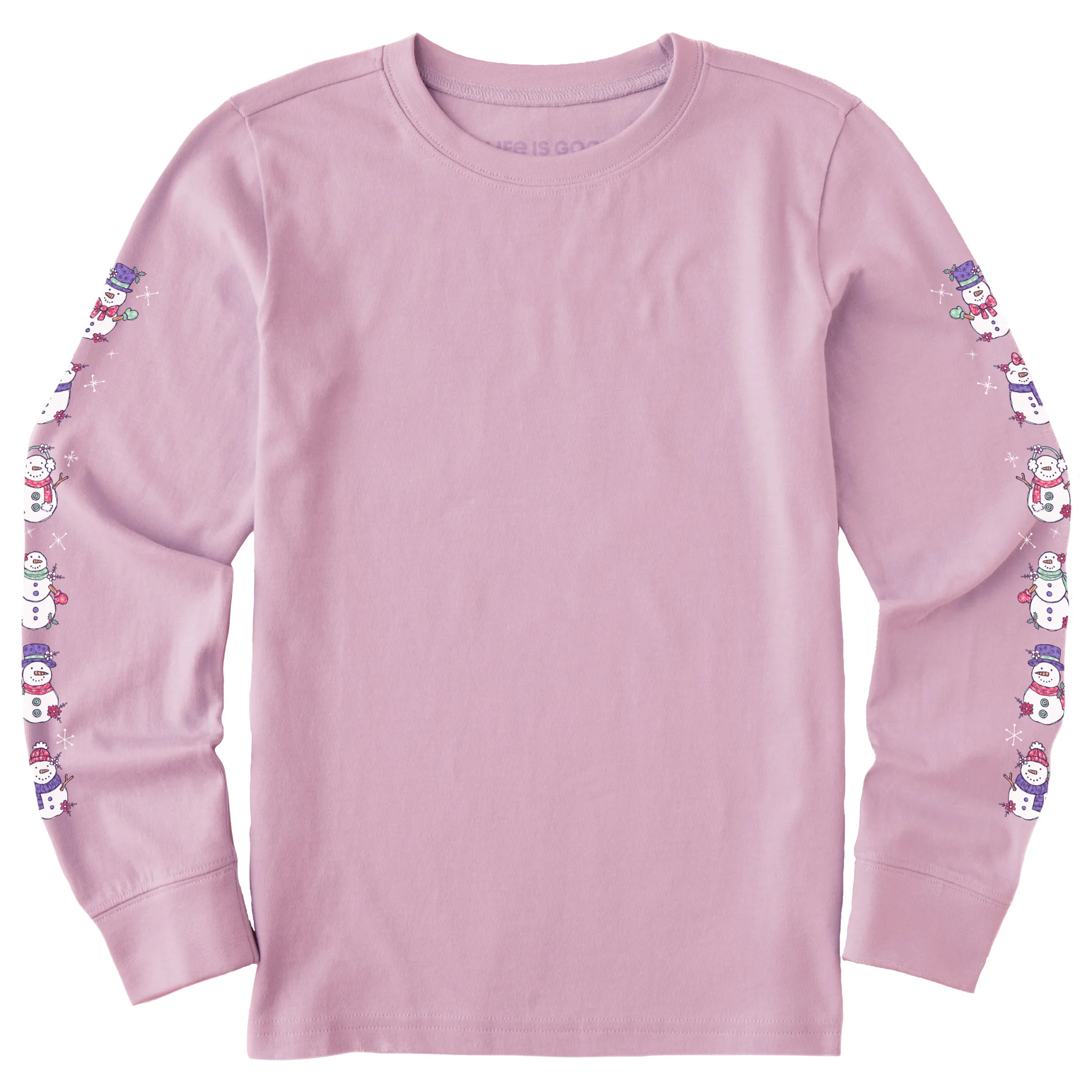 Kids Cute Snowmen Long Sleeve Crusher Tee