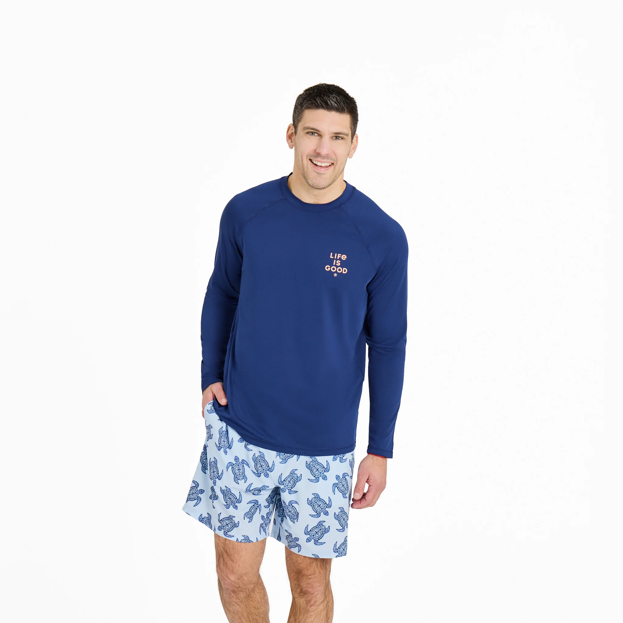Men's Life is Good Stack Long Sleeve Rashguard