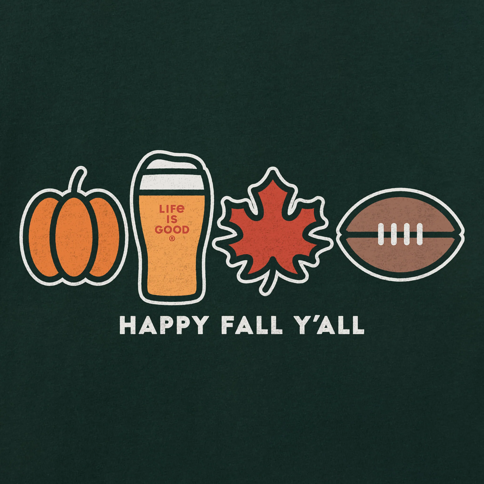 Women's Happy Fall Icons Long Sleeve Crusher Tee