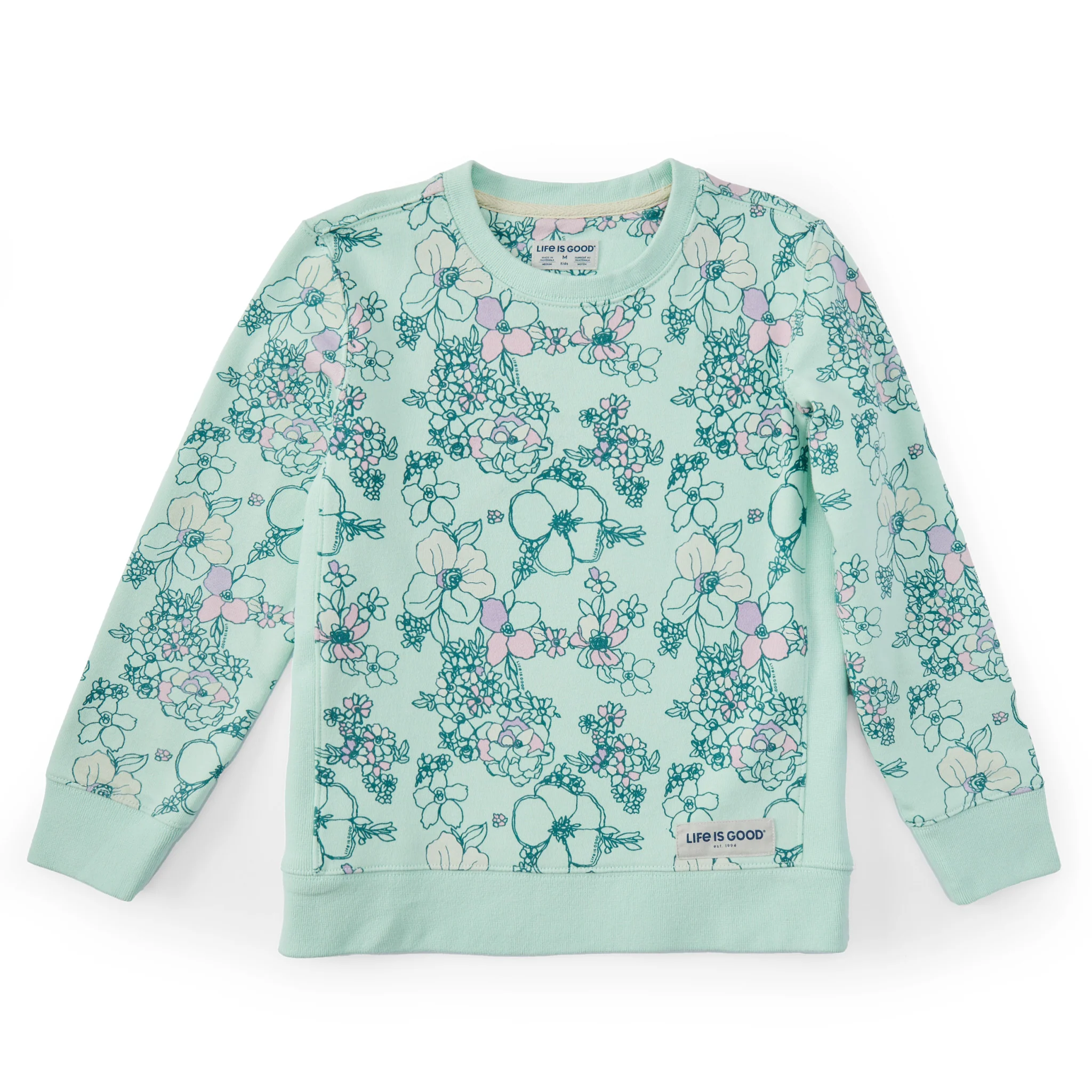 Kids Floral Garden Pattern Simply True Fleece Crew