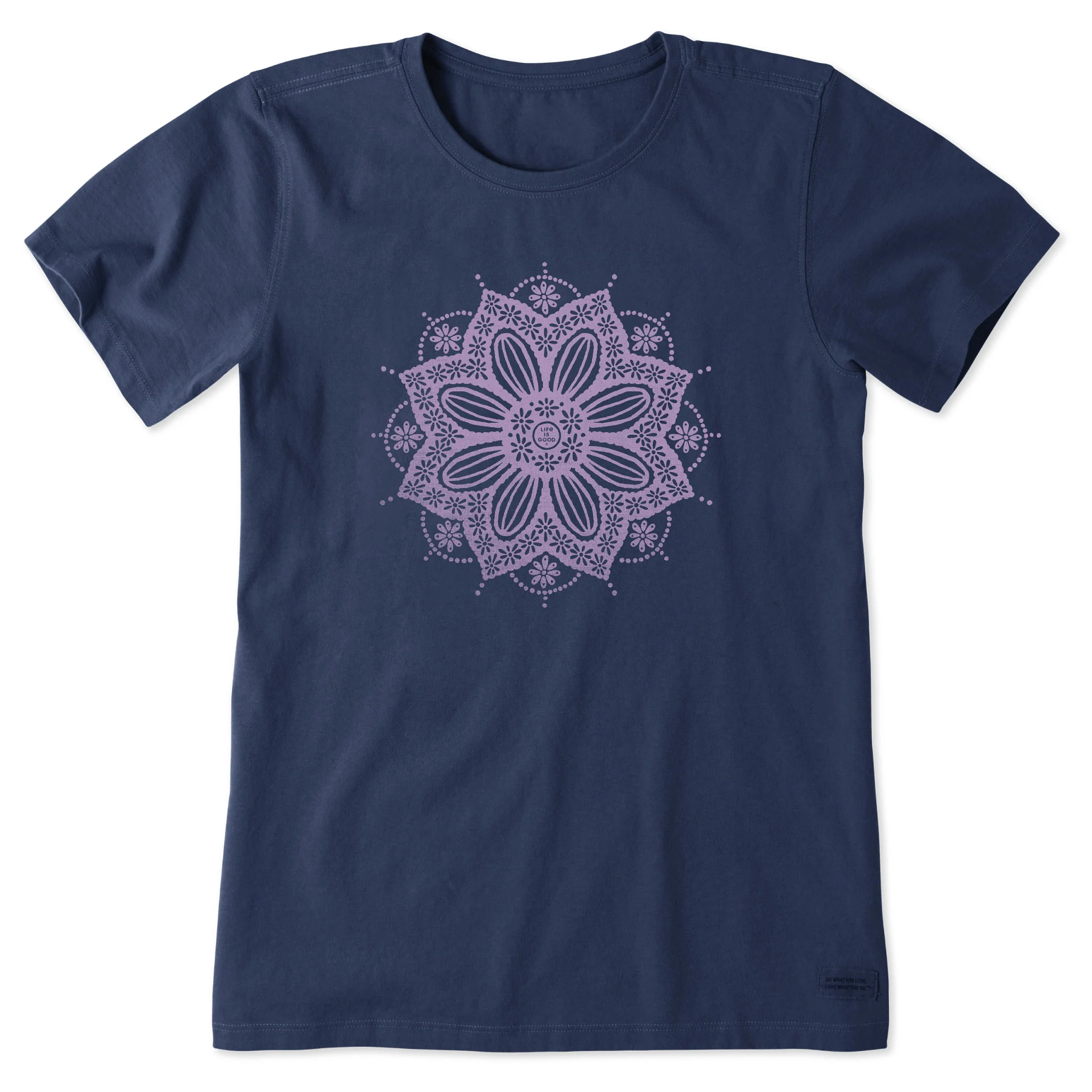 Women's Crochet Mandala Daisy Short Sleeve Crusher Tee