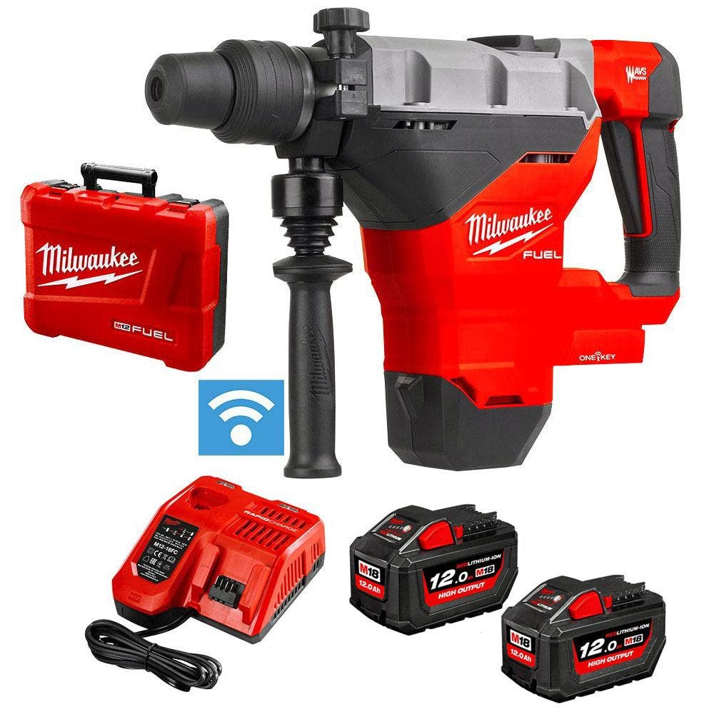 MILWAUKEE 18V FUEL™ 2 x 12.0Ah 44mm SDS Max Rotary Hammer Kit M18FHM-122C