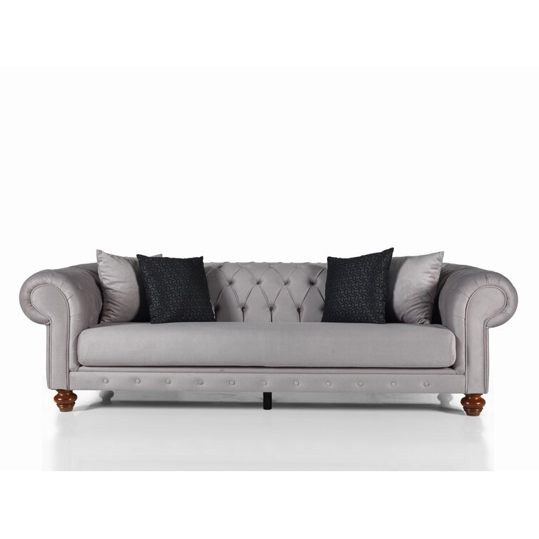 Pritt 96.1” Rolled Arm Chesterfield Sofa