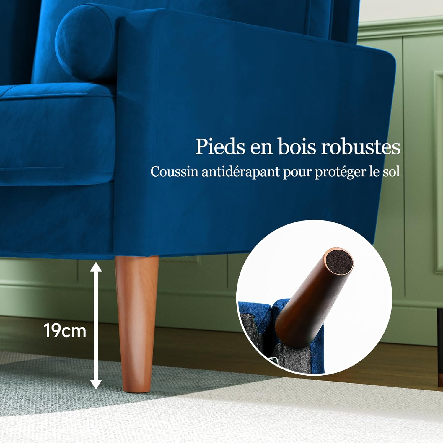 Vesgantti Small 2 Seater Sofa, 121cm Velvet Sofa with Spring Cushion, Mini Bedroom with Armrests, Modern Living Room Loveseat, Fixed 2 Seater Loveseat