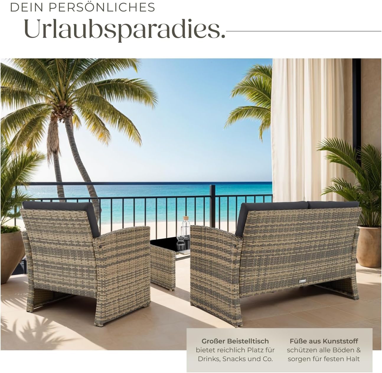 tectake Lounge Garden Furniture Set, Poly Rattan for the Garden, Furniture for the Balcony, 12-Piece Garden Lounge (Weatherproof), Dining Set with Outdoor Sofa, Armchair and Table for 4 People