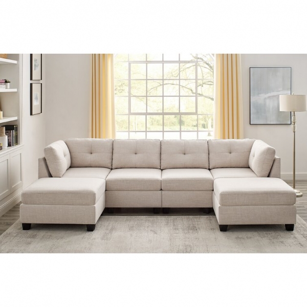 Chenault 92′′ Wide Reversible Modular Sofa & Chaise With Ottoman