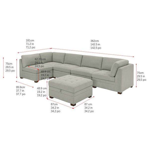 Tisdale Modular Sectional 6-piece Boucle with Storage Ottoman