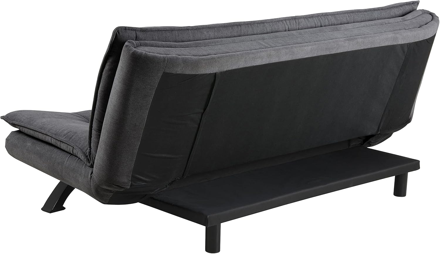 AC Design Furniture Jasper Sofa Bed W: 196 x H: 91 x D: 96 cm, Dark Grey/Black, Fabric/Metal
