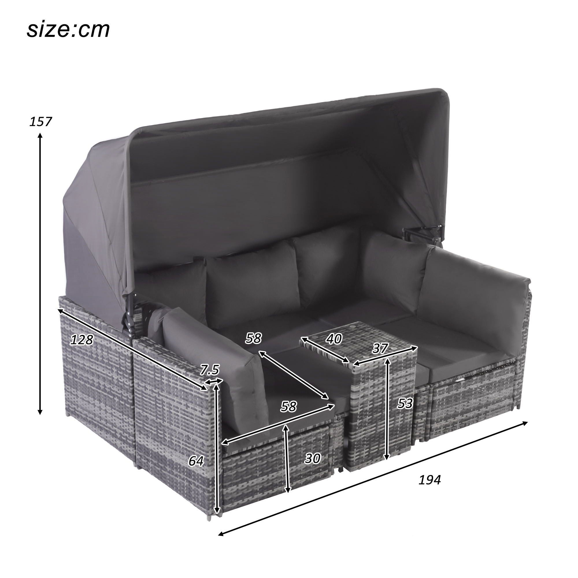 XDOVET Garden Lounge Chair Set Garden Furniture Rattan Sun Island Seating Group Patio Weatherproof