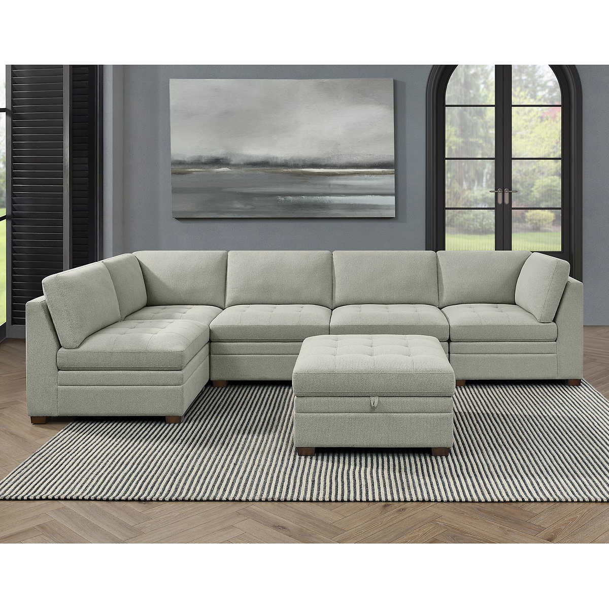 Thomasville Tisdale Fabric Sectional with Storage Ottoman