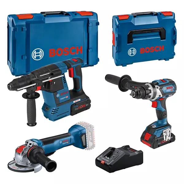 BOSCH COMBI-KIT 3 18V TOOLS: GSR 18V-110C + GWX 18V-10 P + GBH 18V-26F + 1 4.0 AH BATTERY (PROCORE) + 1 8 AH BATTERY (PROCORE) + GAL 18V-160 (L) PROFESSIONAL
