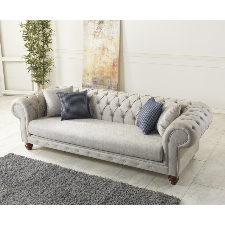 Pritt 96.1” Rolled Arm Chesterfield Sofa