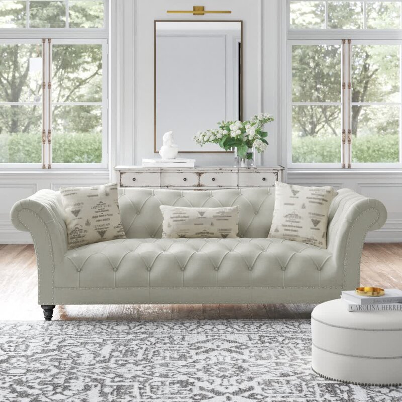 Haley 90.1” Rolled Arm Chesterfield Sofa