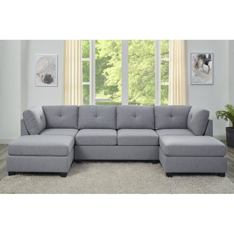 Chenault 92′′ Wide Reversible Modular Sofa & Chaise With Ottoman