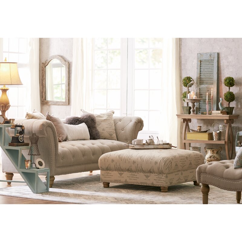 Haley 90.1” Rolled Arm Chesterfield Sofa