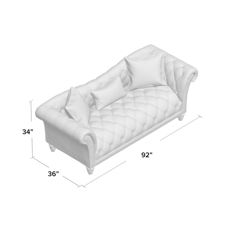 Haley 90.1” Rolled Arm Chesterfield Sofa